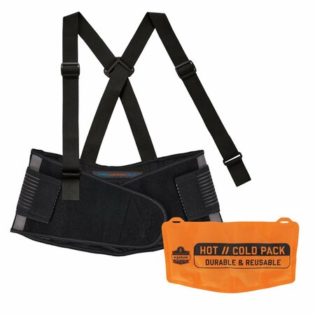 ERGODYNE Proflex 1675 Back Support Brace with Cooling/Warming Pack, 2X-Large, 42 to 46 Waist, Black 11124